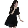 Summer 2024 Chiffon waist-cinching and slimming dress, plus-size women's dress, fashionable and stylish, youthful and versatile dress for chubby girls Item Picture